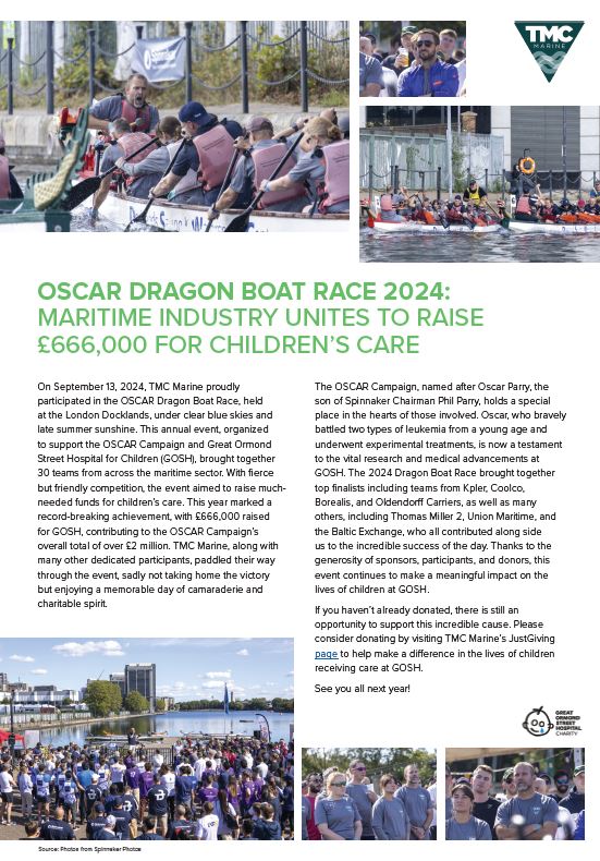 OSCAR DRAGON BOAT RACE 2024: MARITIME INDUSTRY UNITES TO RAISE £666,000 FOR CHILDREN’S CARE